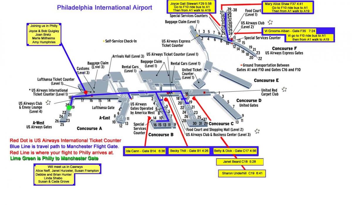 карту аеропорту Філадельфії