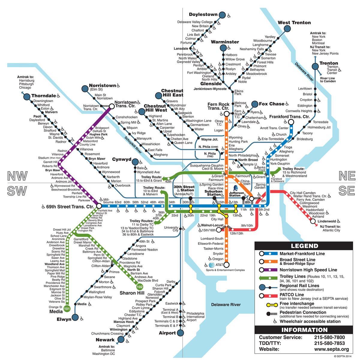 карта метро у Філадельфії