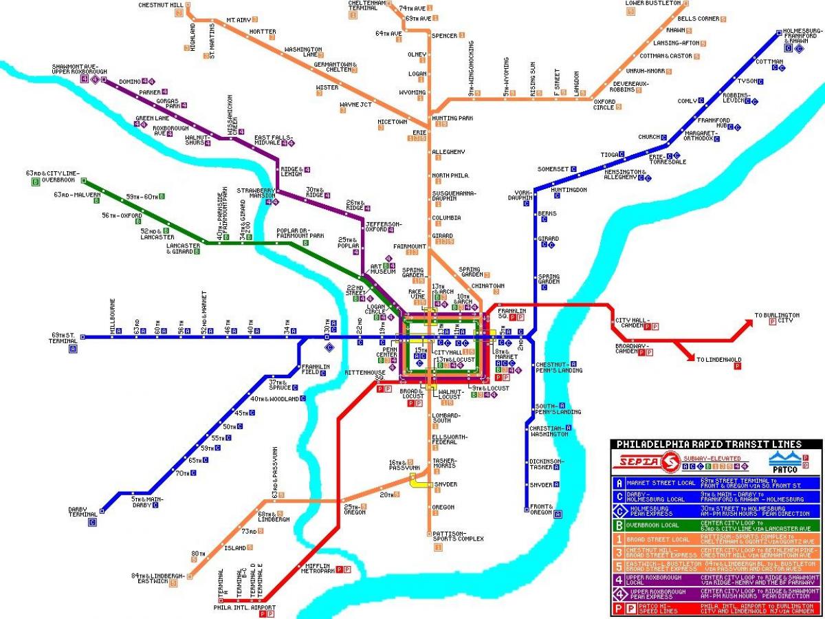 Система Філадельфія громадського транспорту карті