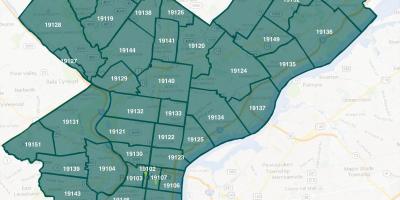 Карта околиць Філадельфії і zip коди